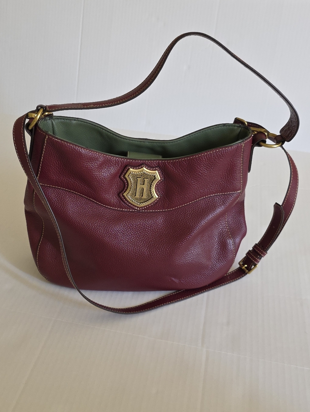 J.W Hulme Burgundy Leather Shoulder Bag Vintage Classic 90s Minimalist Old Money